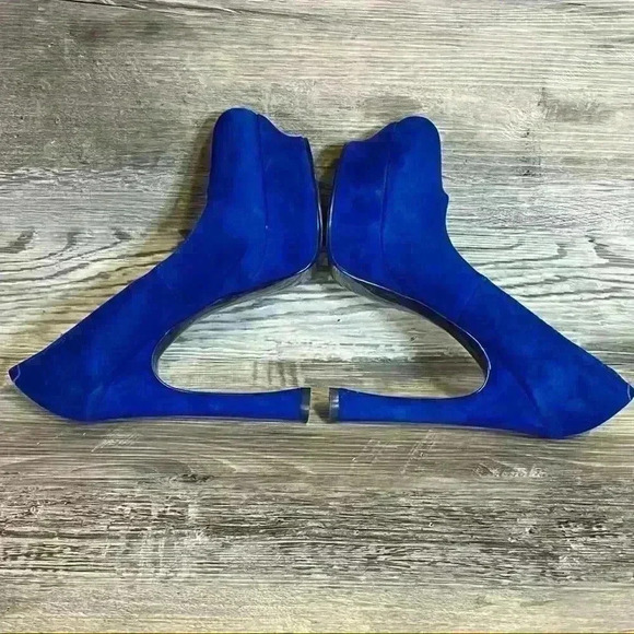 Kelsi Dagger Abrielle Blue Suede Platform Heels Women’s Size 7 Leather Upper - Picture 4 of 10